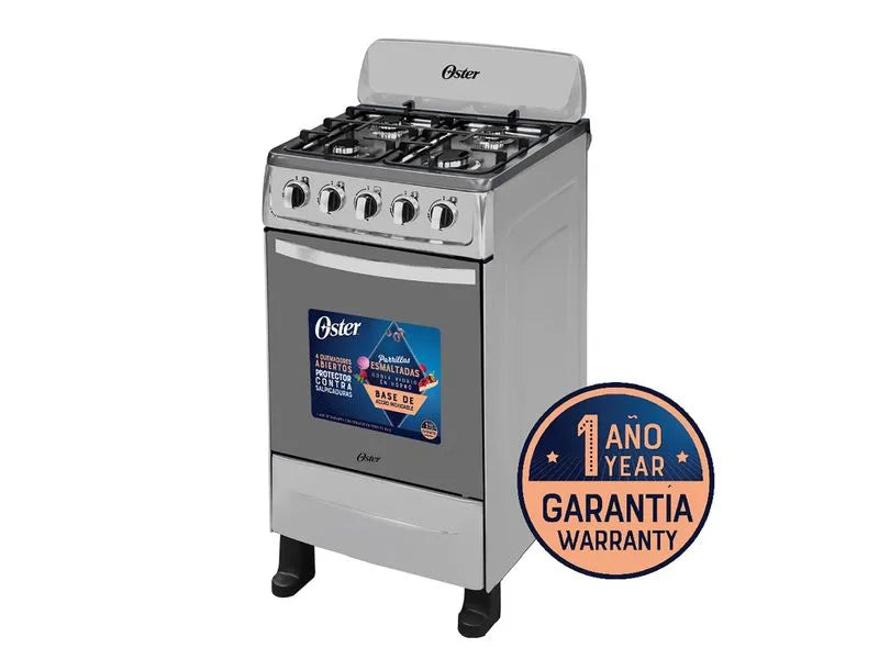 Cocina Oster de gas de 4 quemadores 20 pulgadas acero inoxidable