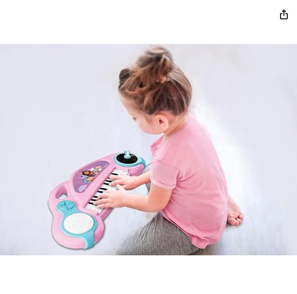 Lexibook, Casa de Muñecas de Gabby, Piano Electrónico Infantil con Efectos de Luz, Micrófono, Batería, Altavoz Integrado, Pistas de Demostración, Reproductor de DJ, Rosa/Azul, K704GDH