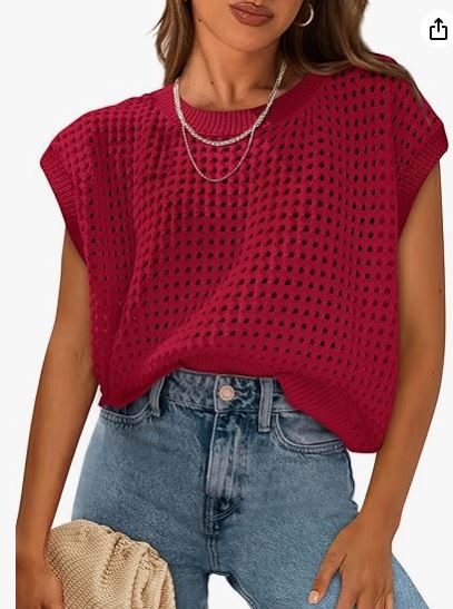 PRETTYGARDEN - Tops de mujer para primavera 2025, camisas de verano, suéter de crochet con mangas cortas, ropa bonita para vacaciones en la playa