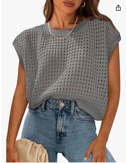 PRETTYGARDEN - Tops de mujer para primavera 2025, camisas de verano, suéter de crochet con mangas cortas, ropa bonita para vacaciones en la playa