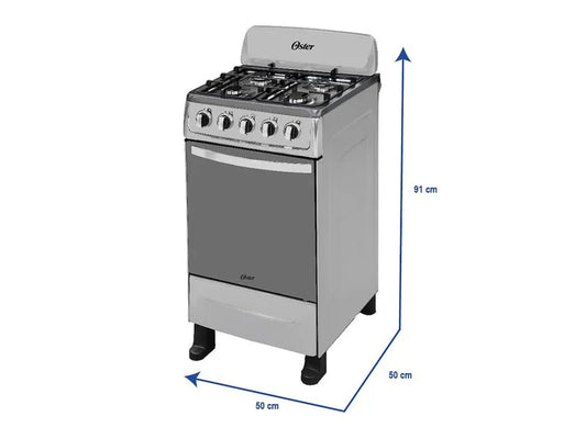Cocina Oster de gas de 4 quemadores 20 pulgadas acero inoxidable