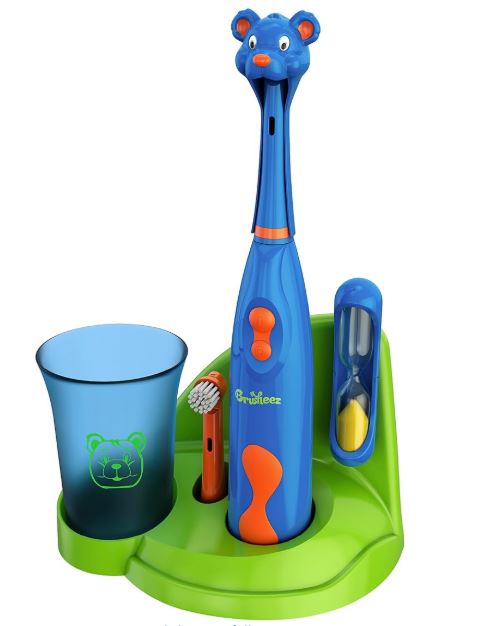 Cepillo de dientes eléctrico Brusheez para niños: seguro y eficaz para niños de 3 años en adelante. Probado y aprobado por padres. Cerdas suaves, 2 cabezales, vaso de enjuague, temporizador de 2 minutos y base de almacenamiento (Sparkle The Unicorn).