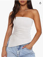 PRETTYGARDEN Tops de tubo de verano para mujer 2025, blusas de moda sin tirantes fruncidas para salir, conjuntos, camisas bandeau asimétricas