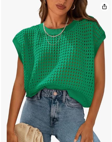 PRETTYGARDEN - Tops de mujer para primavera 2025, camisas de verano, suéter de crochet con mangas cortas, ropa bonita para vacaciones en la playa