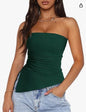 PRETTYGARDEN Tops de tubo de verano para mujer 2025, blusas de moda sin tirantes fruncidas para salir, conjuntos, camisas bandeau asimétricas